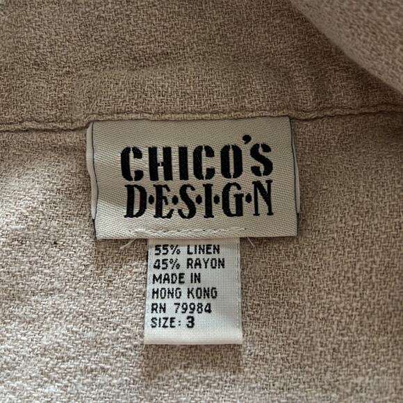 Chico’s Design 3 Beige Linen Blend Blouse Woman's Size 16 - Picture 4 of 8